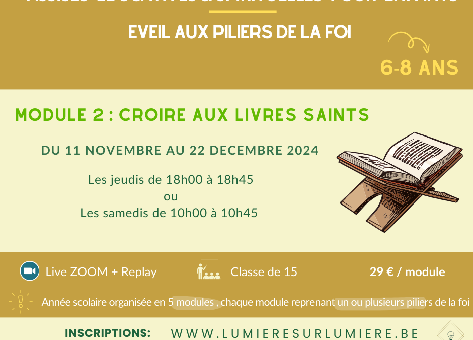 Assises éducatives & spirituelles pour Enfants 6-8 Ans Novembre 2024 Module 2